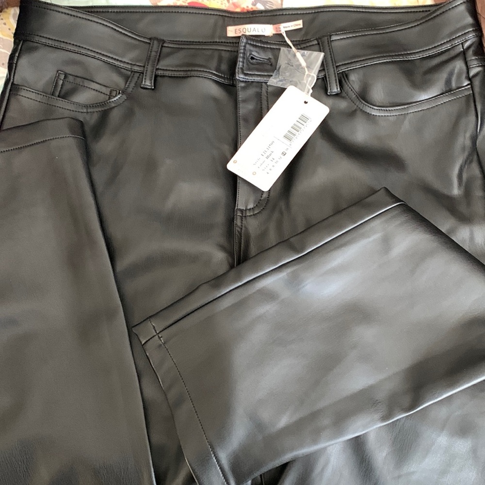 ESQUALO Black leather jean  Size 14